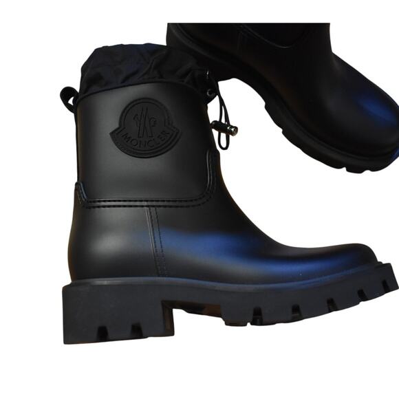 Moncler Women's Black Kickstream Rubber Waterproof Boots Size IT 39 US 9 - Picture 5 of 10